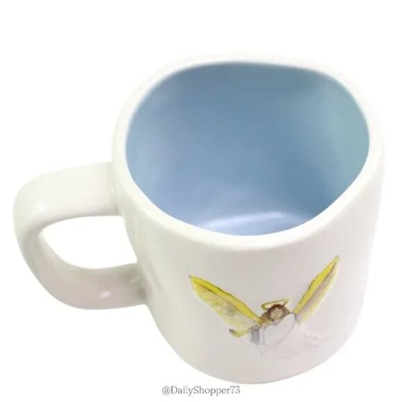 NEW Rae Dunn by Magenta GLORY IN THE HIGHEST Blue Interior Dbl Sided Angel Mug - Picture 3 of 6
